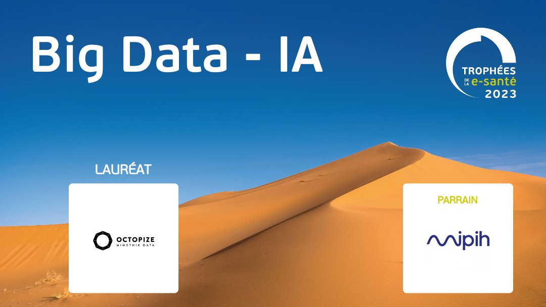 🏆Trophées de la #esante #univESante #trophéesEsante
👉Catégorie #bigData #IA 
Parrain <a href="/Mipih_Fr/">Mipih</a> 
Remis par Fabrice AMATULLI

✔️Le gagnant est  
<a href="/OctopizeMD/">Octopize</a> 

#startup #ehealth #hcsmeufr