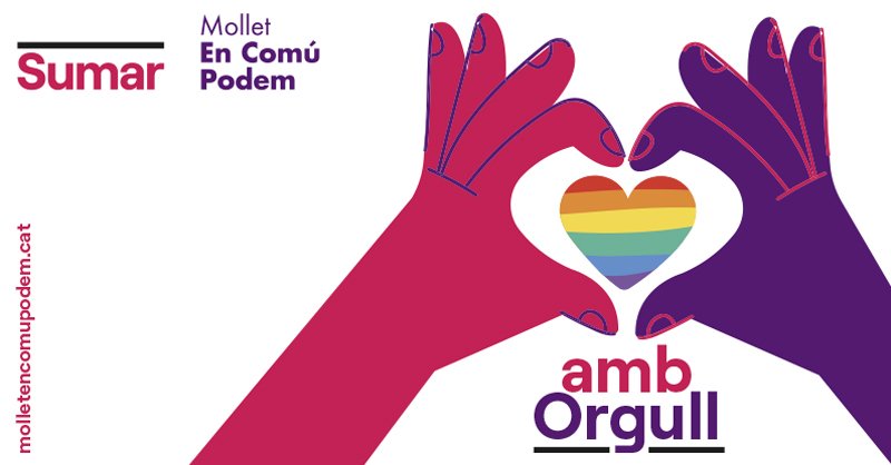 molletencomu's tweet photo. Avui dia internacional orgull LGTBI+ ens sumem a la seva commemoració, per seguir reivindicant i construint una societat sense discriminacions.
Respecte, diversitat, tolerància i amor 🌈 https://t.co/sltSYRrRHK