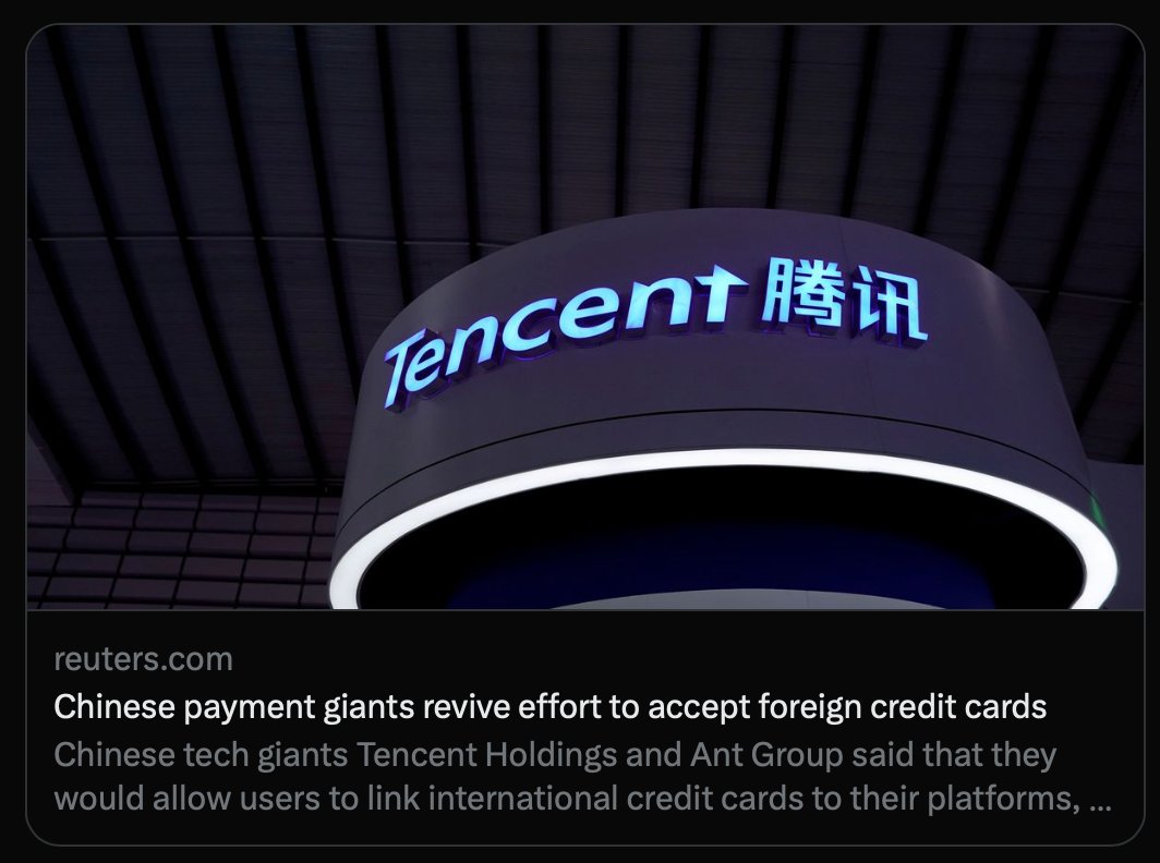 Great news for foreign visitors to China 🇨🇳👇

From July WeChat and Alipay allows linking to International credit cards👏 

This will make it much easier for foreign visitors 
in China’s increasingly cashless society. 

The number of online payments users in China surpassed 911…