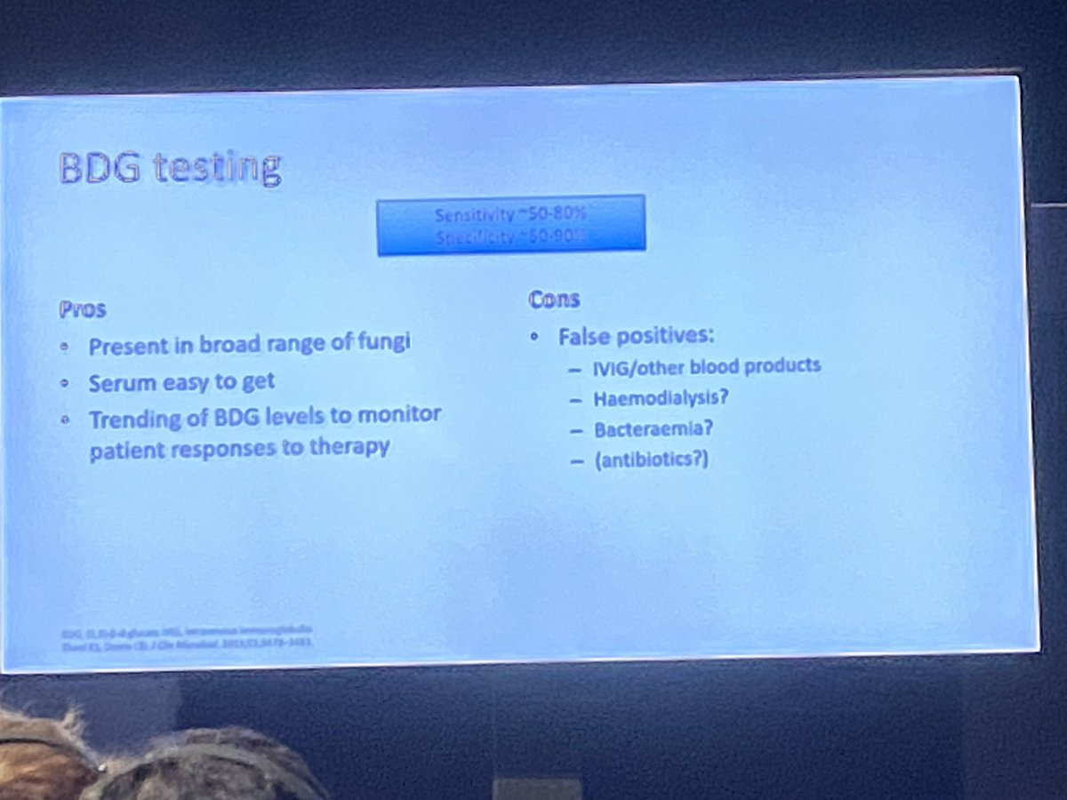 Great fungal disease session over lunchtime by Dr Neil Stone. Everyday is a school day - I didn’t know a beta-D glucan test may be falsely positive in patients after immunoglobulin administration up to 2 weeks after! #SOA23 @ICS_updates