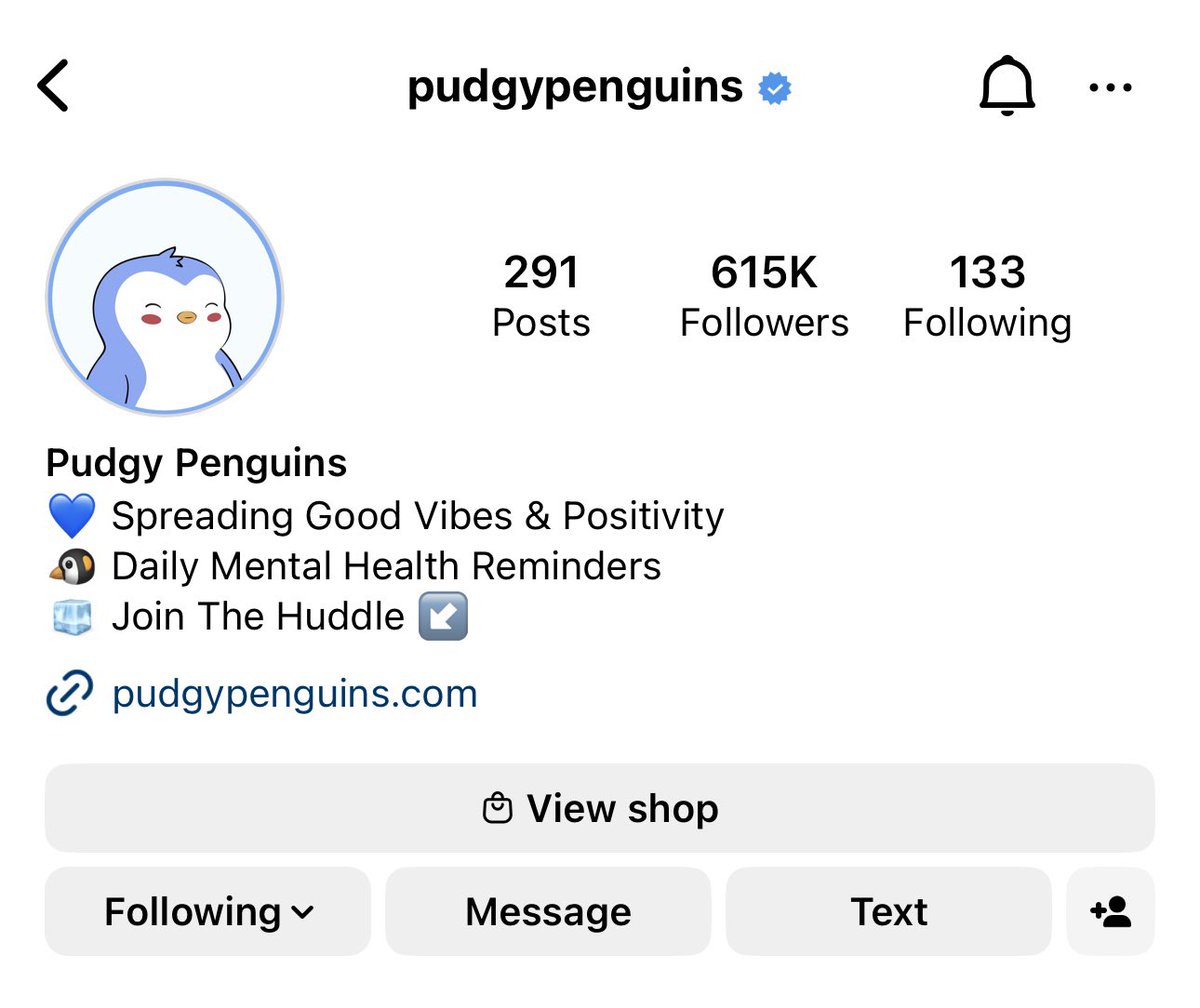 Pudgy Penguins is now the most followed Web3 native brand on Instagram. 🐧🚀