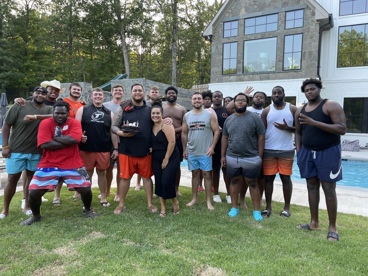 AnaeCoach's tweet photo. I coach hard, they play hard, &amp; last night they flopped hard off that giant ledge behind us lol.. 

My O-line is my aiga. Grateful to be their coach. 

PS- there will be a thread of the jumps attached 😂 https://t.co/OJ2XlpONvX