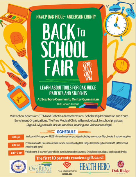 ACSchoolsTN's tweet photo. Free Medical Clinic offering free annual school physicals and vaccinations in Oak Ridge on July 22nd. https://t.co/N40jbBDNy0
