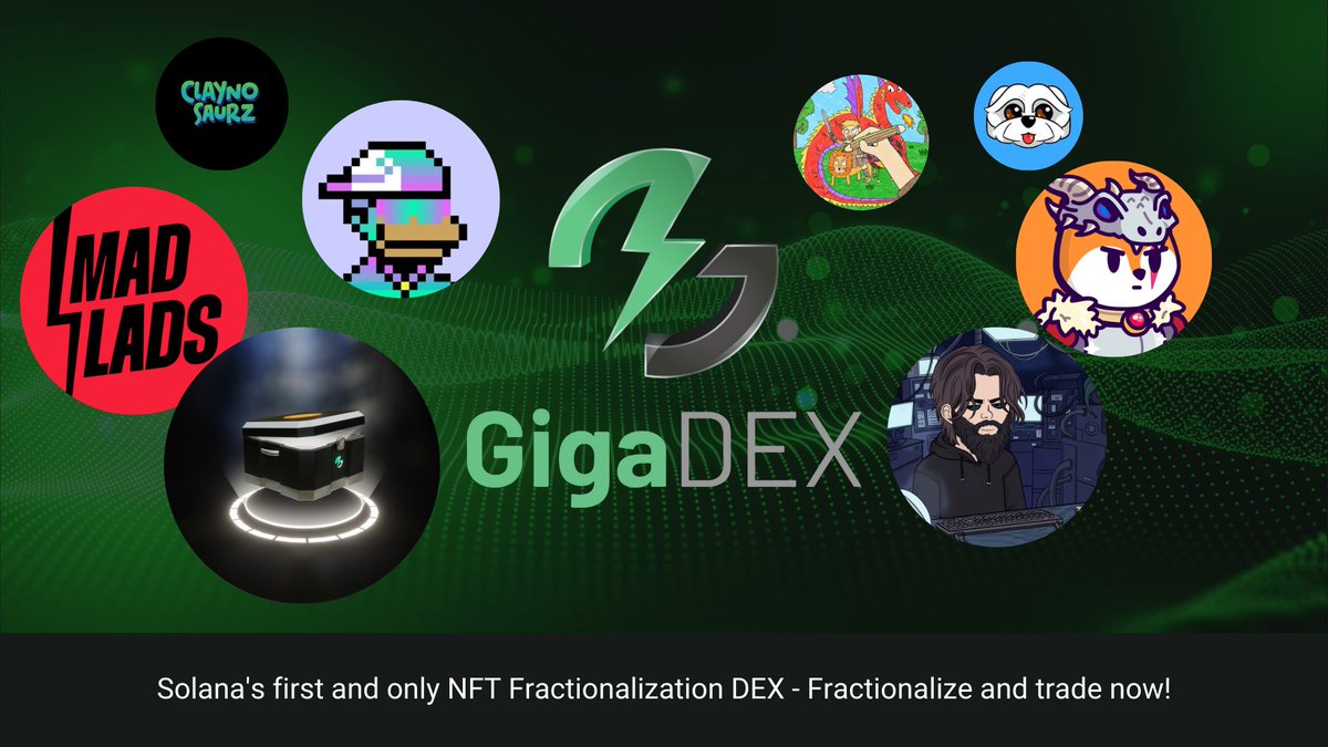 GigaDEX is now live!

Start trading Solana NFTs on dex.gigadao.io/trade

Starting off easy with some of the most popular collections
@SolanaMBS 
@BoDoggosNFT 
@Claynosaurz 
@HGEABC 
@FamousFoxFed 
@NerdzNFT 
@GigaDAOio 

What collection should we list next?