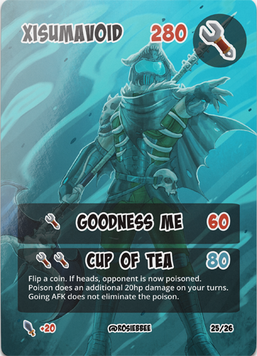 xisumavoid's tweet photo. Every Hermit's special collector edition TCG cards will be available for pre-order in the month of July! I will personally sign as many cards as you order!

Send love to @RosieBBee for the incredible Bone Mage art :-) https://t.co/go7rBbvccR