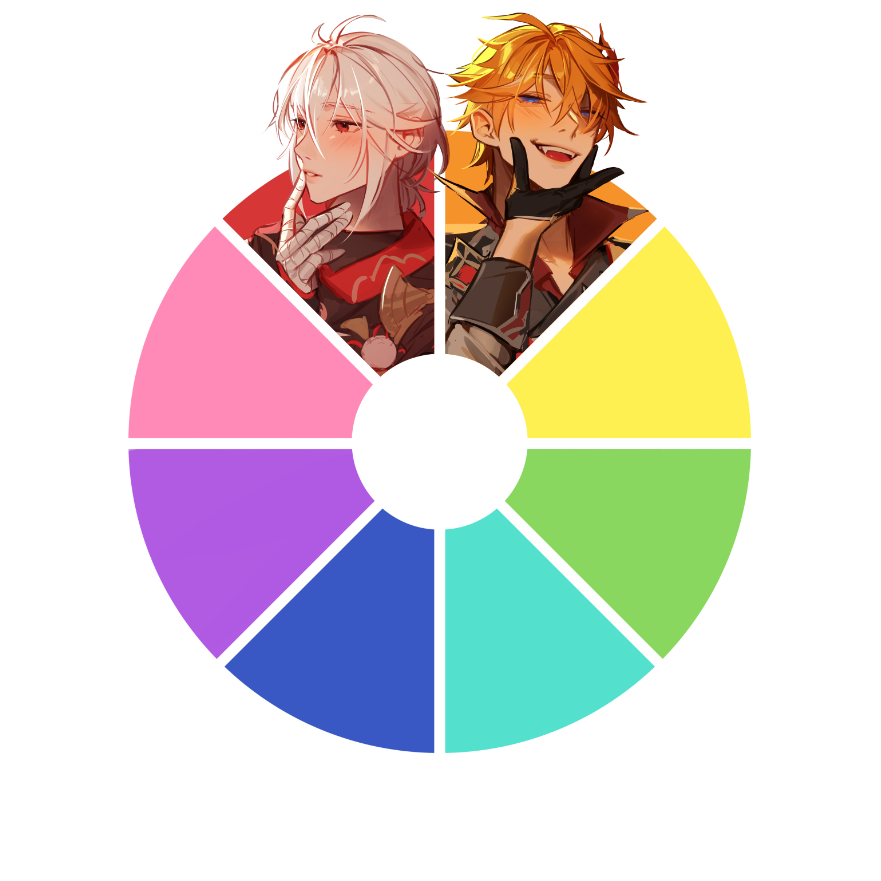 Colorwheel challenge: blooshing men edition
Childe done, Luca from NijiEN next~

I made Childe smug instead of wholesome XD

#GenshinImpact #Tartaglia