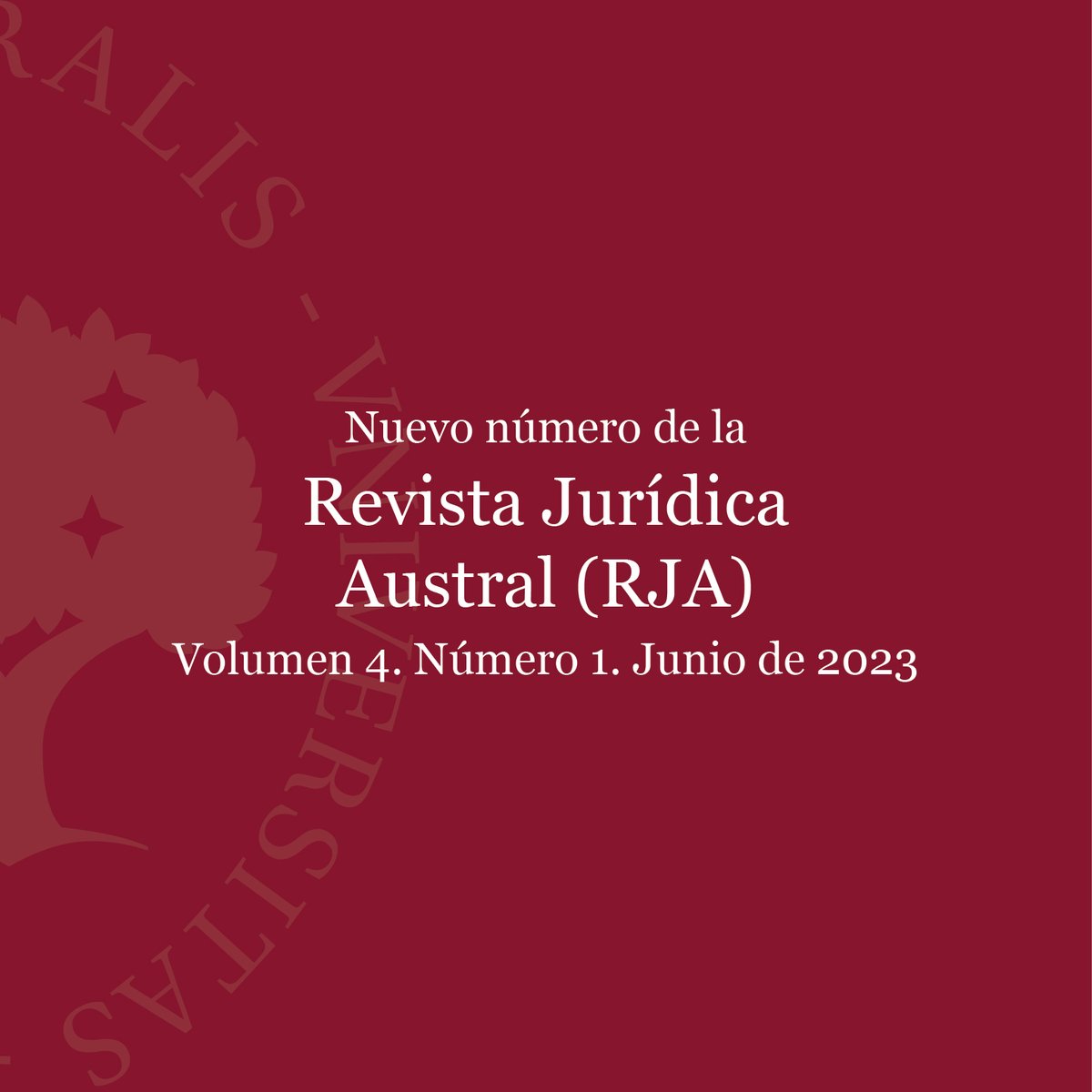 AustralDerecho's tweet photo. 📢 REVISTA JURÍDICA AUSTRAL - Vol 4. N 1  * Junio 2023 * ¡Ya disponible online!
 
 ⚈ Descargala completa desde el siguiente enlace > https://t.co/PGyQfS6R3S

o por artículo / autor desde el hilo 👇

#ExperienciasAustral @Revistaaustral 
@UnivAustral https://t.co/3iMo0rd5ao