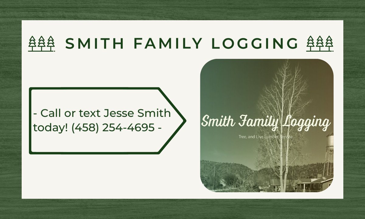 Smith Family Logging Tree Removal Service Klamath Falls, Oregon, and surrounding areas.  Call and Get a Free Quote. (458) 254 - 4695. COMMERCIAL AND RESIDENTIAL SERVICES #KlamathFalls #OR #Medford #treeservice #logging #logger #SmithFamilyLogging #ThankYou #tree #SmallBusiness