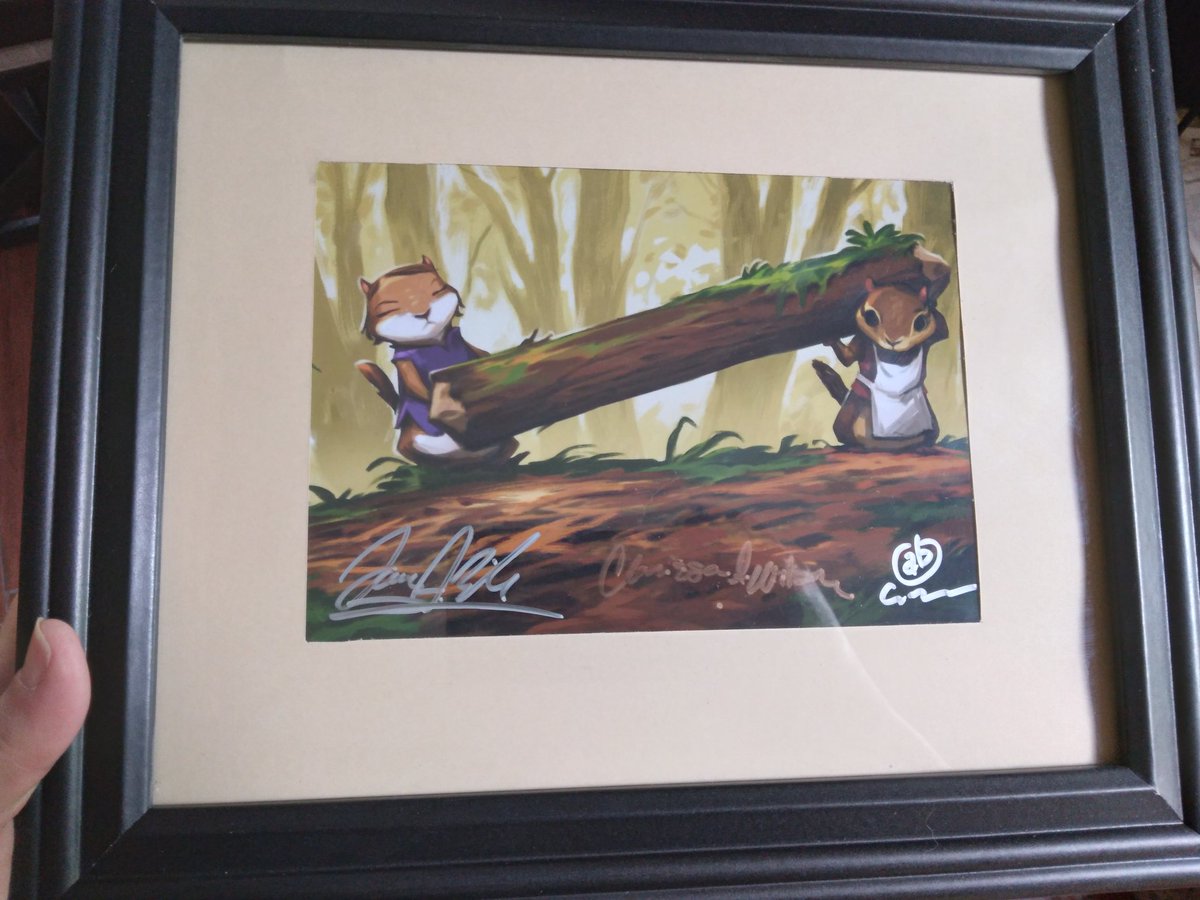 ChrissyPeske's tweet photo. @jackson_pope Not really an update for #CraftWednesday but I finally got this Lil' #Everdell picture framed. Love Chip and Sweep! https://t.co/k9O8gisIPe