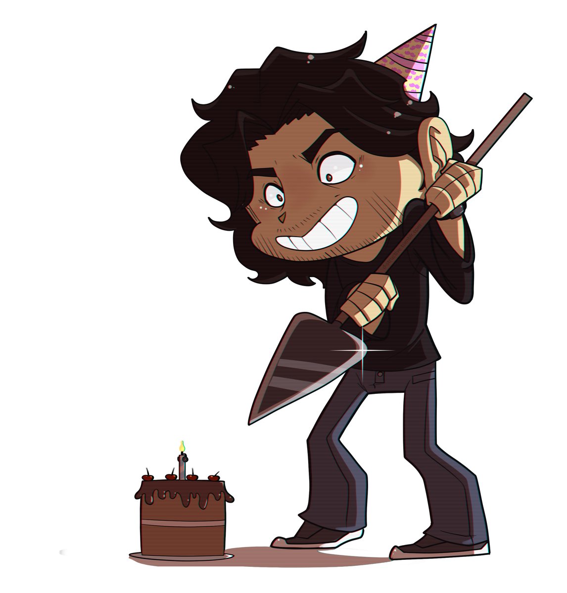 Tiny ass cake, be careful! The b-day man! BEHIND YOU! Oh, no. It's wearing super tiny headphones and it cannot hear us... #markiplier