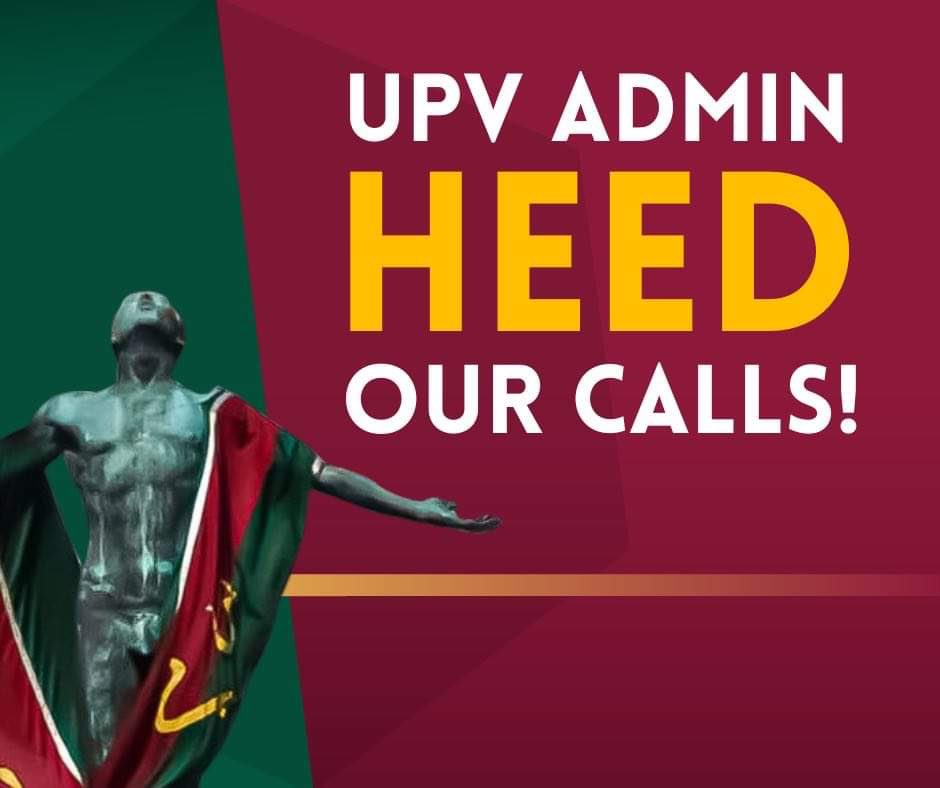upvsamasa's tweet photo. Kami mula sa SAMASA UPV ay nakikiisa sa panawagang ibasura ang panukalang diskwalipikasyon sa pagtanggap ng Latin Honors para sa mga mag-aaral na mayroong 4.0/5.0 na marka.

UPV, uphold transparency on graduation policies and guidelines! 

#NoStudentLeftBehind https://t.co/VQCCmPEbxt