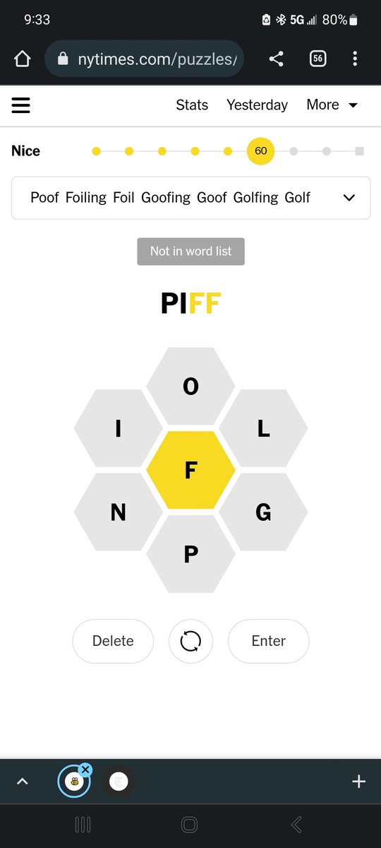 joycelapadula's tweet photo. @NYTGames well it darn well should be. @thepiff is for real!! 🐲 #piffthemagicdragon #updateyourwordlist #spellingbee https://t.co/gKnBy0t9F8