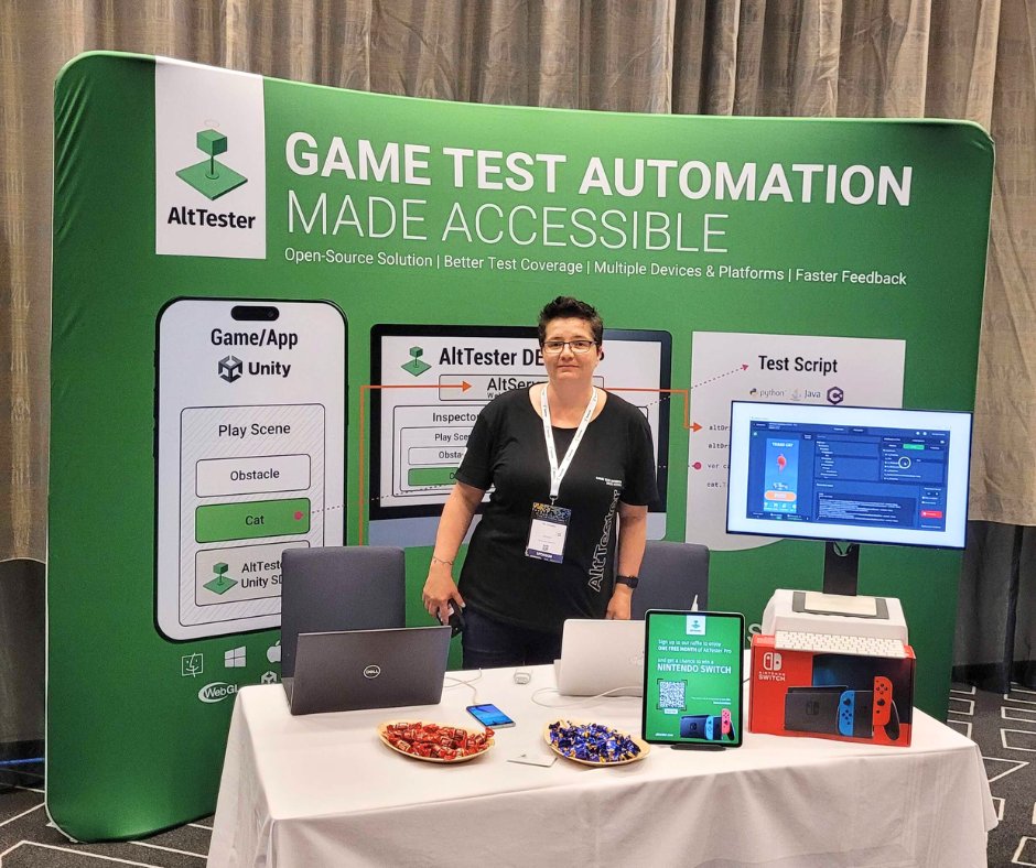 AltTesterSays's tweet photo. Are you attending #GameQualityForum23? Schedule a discussion with our colleagues, Ru Cindrea and Robert Poienar, to explore the #AltTesterTools and all the ways they can positively impact your game or app.
Plus, we have a cool #raffle going on! Come by booth 8. https://t.co/moUhHG3CLR
