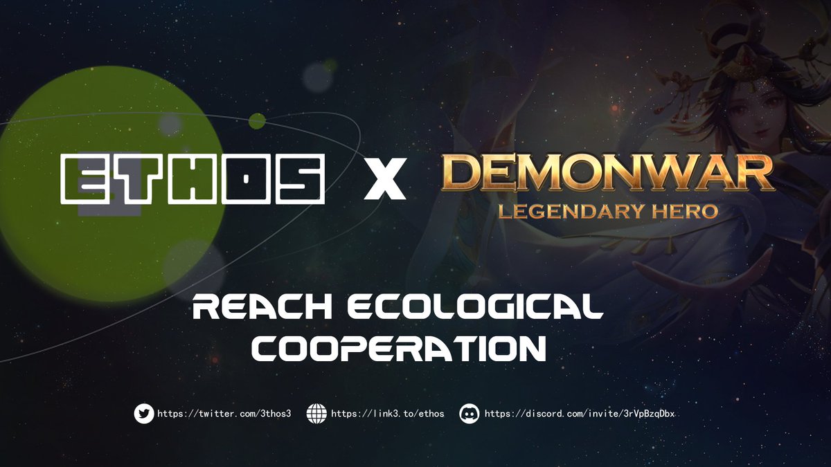Polygon_Space1's tweet photo. 💥 #3THOS has announced an ecosystem partnership with @DemonWarNFT, the first Web3 MOBA game.
💥 #ETHOS is a mobile application that allows fans and creators to engage with each other more effectively.
🔽VISIT
https://t.co/H1sBBnhXWG https://t.co/TYLUPb5n9D
