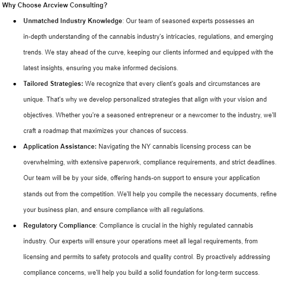 Don't Miss Your Opportunity in the NY Cannabis Market! 🥦 With Arcview Consulting as your trusted advisor, confidently navigate the complex landscape and position yourself for success. DM us today to talk licensing opportunities- #nycannabis #nylicense #cannabisindustry