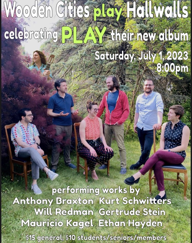 We're playing at @Hallwalls this weekend! (Saturday 7/1, 8pm). The program will feature works from our new album, PLAY (link in bio), as well as works by Anthony Braxton and Mauricio Kagel See you there! $15 general, $10 students/seniors/members