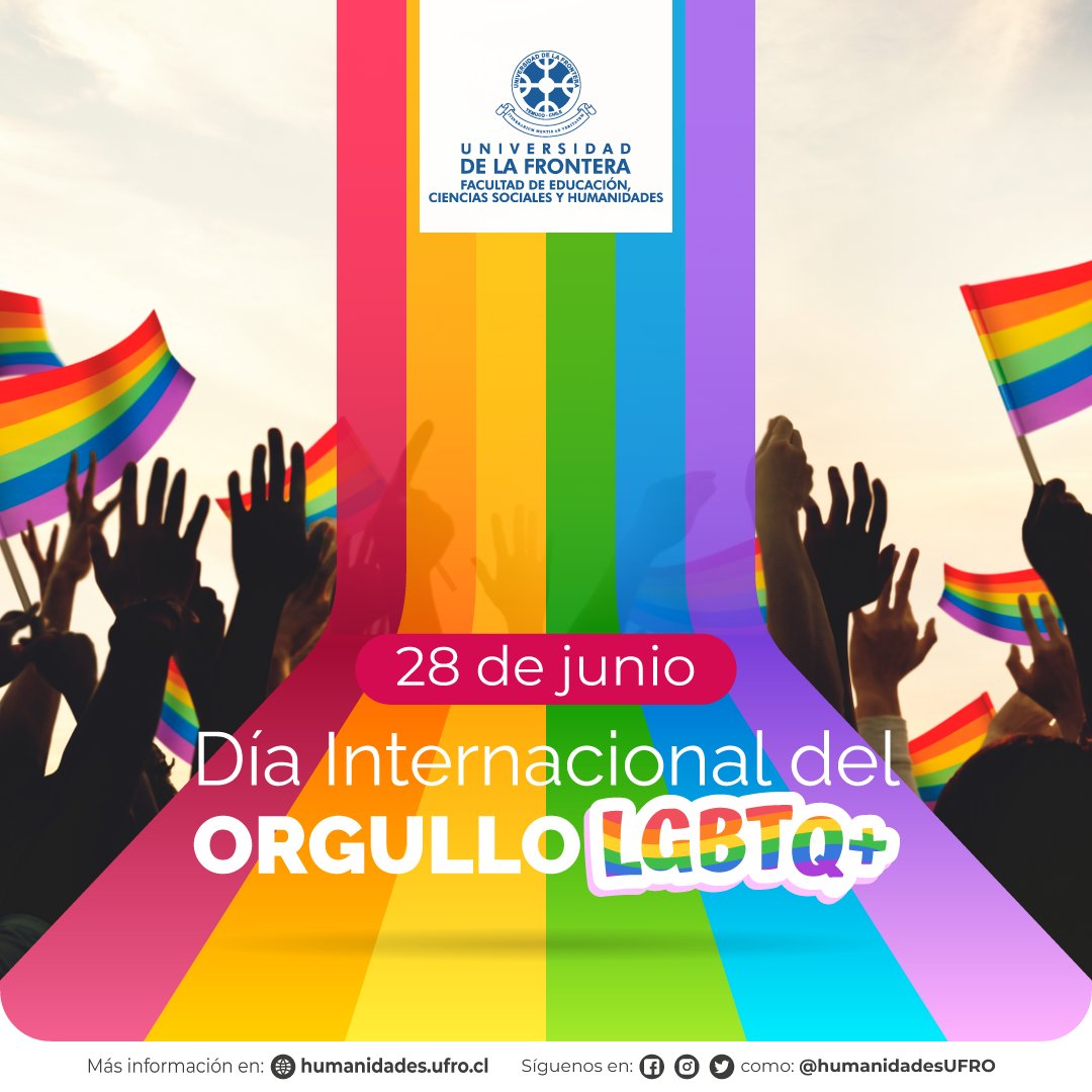 humanidadesufro's tweet photo. 🌈 Día Internacional del Orgullo LGBTIQ+
Como #FECSH valoramos la diversidad, y promovemos la tolerancia, la igualdad de derechos ante la ley, la no discriminación y la dignidad de las personas LGBTIQ+ https://t.co/NfeDMOxfiX