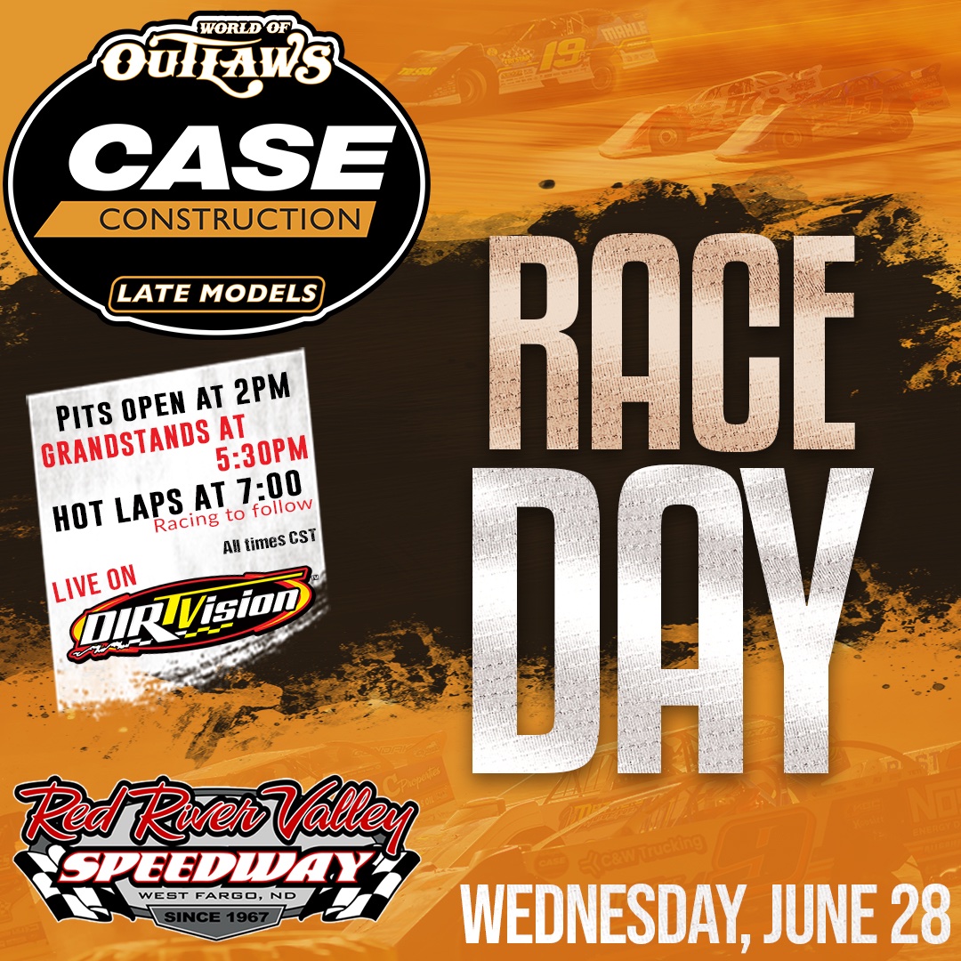 WoOLateModels's tweet image. 𝙍𝘼𝘾𝙀 𝘿𝘼𝙔!

The World of Outlaws @CaseCE Late Models are back in action tonight for the @TitanCE Machinery Showdown at @RRVSpeedway! #DirtWork

📍: West Fargo, ND
🎟: Sold at the Gate
📺: @dirtvision 
⏰: @MyRacePass