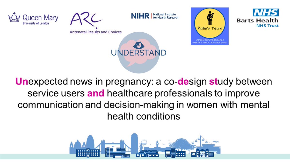 SarahFisherPPIE's tweet photo. #UNDERSTANDstudy is co-produced by researchers &amp; health professionals @QMUL_WIPH with #PPI from Jane Fisher @ARCantenatal charity and @Yesminshahid &amp; myself of @Katies_Team It’s taking place @NHSBartsHealth @NIHRresearch #UserVoices #maternalMHmatters https://t.co/wKpgBcqNbA