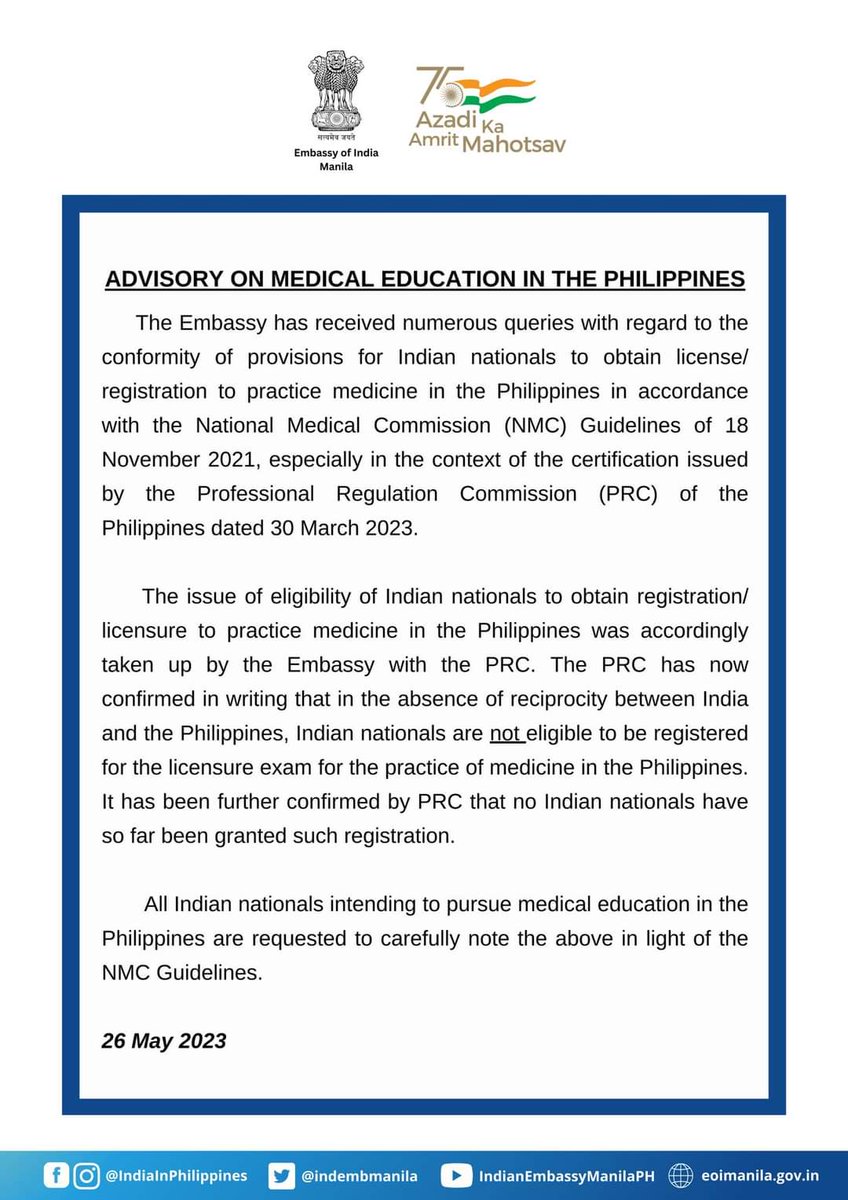 RTHRights's tweet photo. 10/2/23 HM TOLD WITHOUT LIC+PRACTICE FOREIGN DEGREE  INVALID

💥99% COUNTRIES GOT BARRED ABROAD MBBS,
AS LIC. LEADS TO EMPLOYMENT

💥3-4 COUNTRY FULFIL #FMGL18Nov21
5Yr MBBS+1Yr Int.ship+6 Mon Lic.Exam their Lan.+1Yr Lic Int.ship+1Yr India int.ship=8.5Yr 

💥IMG 5.5 YRS MBBS
4/9 https://t.co/YP2Lnvp3YJ