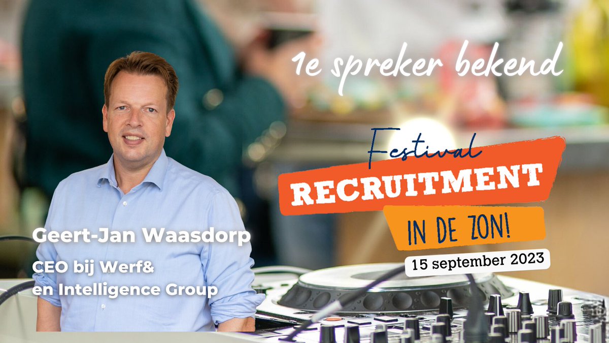 De eerste spreker bij Festival Recruitment in de Zon 2023 is bekend, namelijk niemand minder dan Geert-Jan Waasdorp (CEO bij Werf& en Intelligence Group)! Haal jouw festivaltickets via: werf-en.nl/events/festiva…