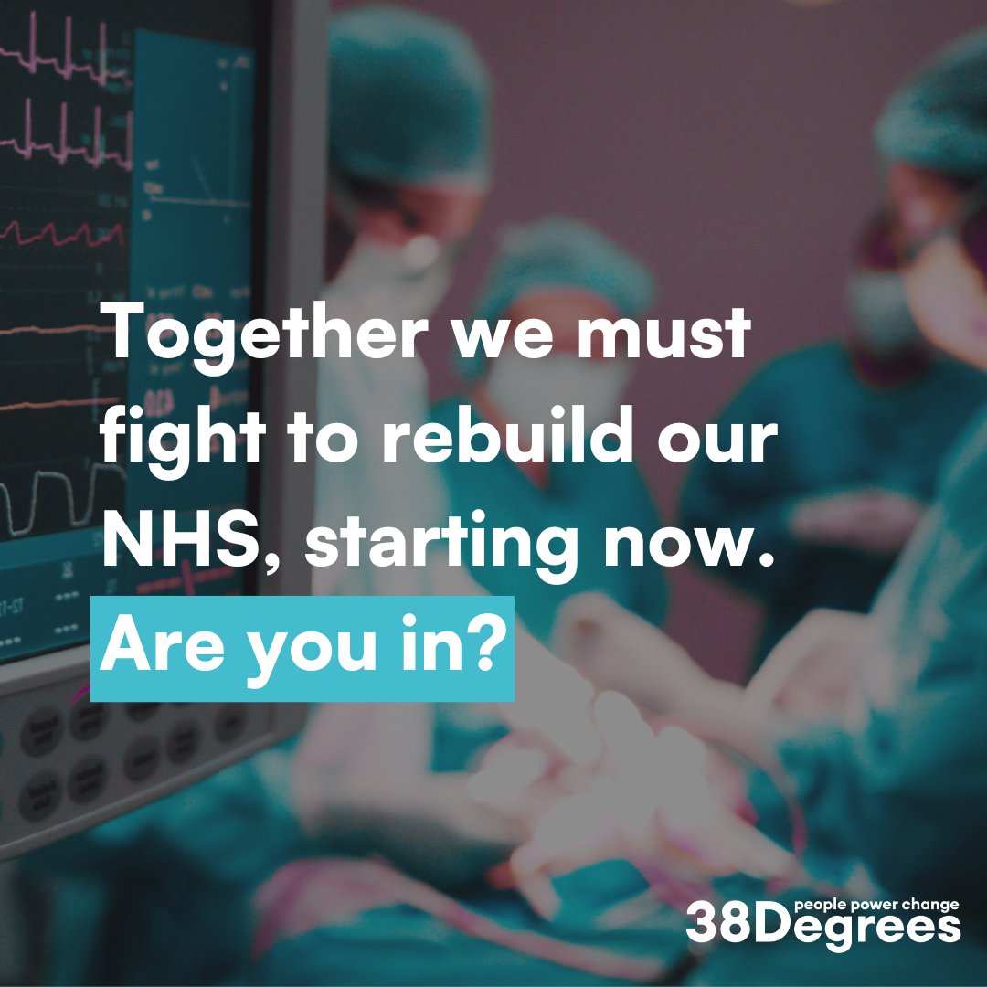 38degrees's tweet photo. We're dying sooner from treatable diseases because the Government is choosing to starve our NHS of vital resources.

It's heartbreaking.

It's unacceptable.

The fight for our NHS is a fight for better health and longer lives.

Are you in? 👉 https://t.co/ThbRCV6Vfl https://t.co/fbNHRuTB4J