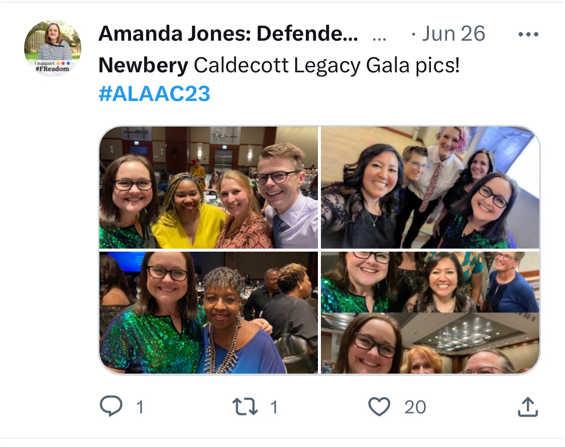 Just a whole bunch of librarians defending our right to read and also to spread highly contagious often debilitating viruses. Keep fighting the good fight my friends! #Newbery #ALAAC23