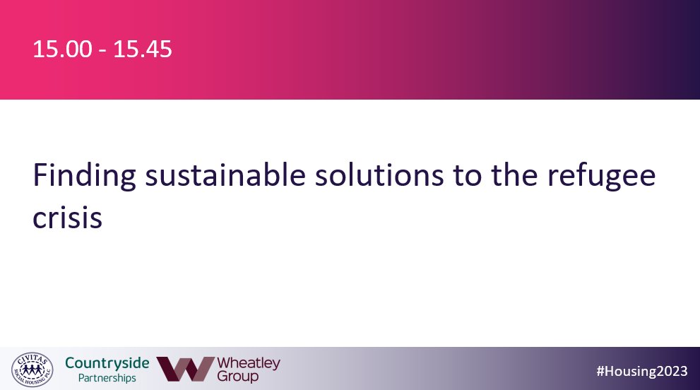 Join Dr Elad Zinah, Chloe Moore @wearebeam, Jennie Corbett @greatermcr and Sam Lister @CIHhousing in their session on finding sustainable solutions to refugee Crisis on the Fringe Festival stage at 3:00. #Housing2023