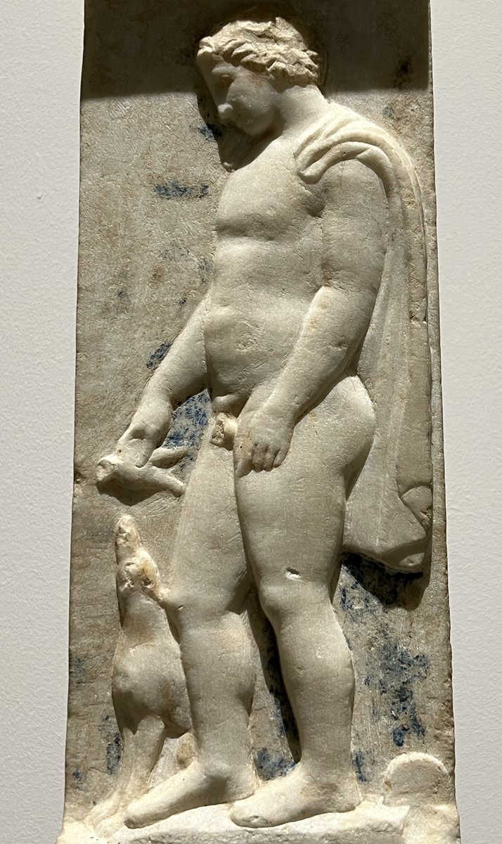 Funerary stele for Xanthos son of Dimitrios and Amadika
Young Xanthos has a toy wheel, a bird in his hand with his dog by his side. 
This is one of the earliest sculptures discovered in Pella. 
Late C5th-early C4th BC
 #Archaeology Museum of Pella
📷May
#ReliefWednesday #Greece