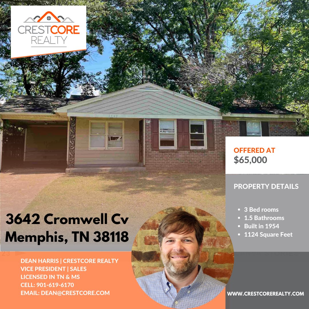 INVESTOR SPECIAL!!!! Don't miss this awesome 3-bedroom investment property! 

#realestate #realestateinvestment #Justlisted #entrepreneur #sold #broker #mortgage #homesforsale #ilovememphis #memphistennessee #Memphis