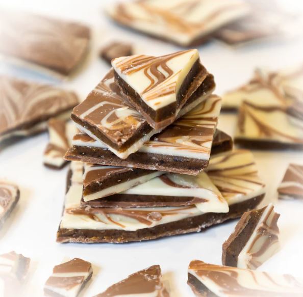 Congratulations to #Baltimore's MFG Toffee &amp; Bark Company for their two gold medals for their Breton Salted Caramel Latte Toffee at the International Chocolate Salon Awards. BDC is proud to have supported this woman-owned business.  Order online at bit.ly/3CRn4dd.
