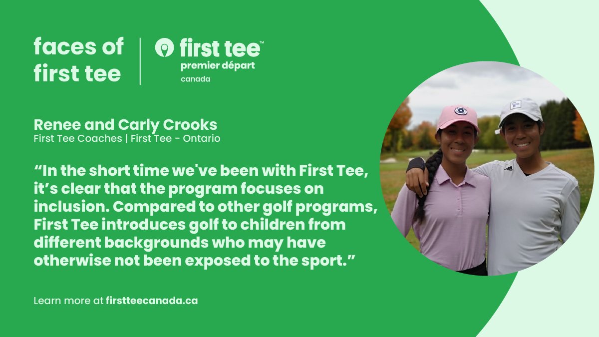GolfCanada's tweet photo. This summer, First Tee – ON coaches Renee and Carly will be leading all-girls initiatives in collaboration with local golf courses and community groups. #girlpower #BuildingGameChangers https://t.co/aVxEk8OThR