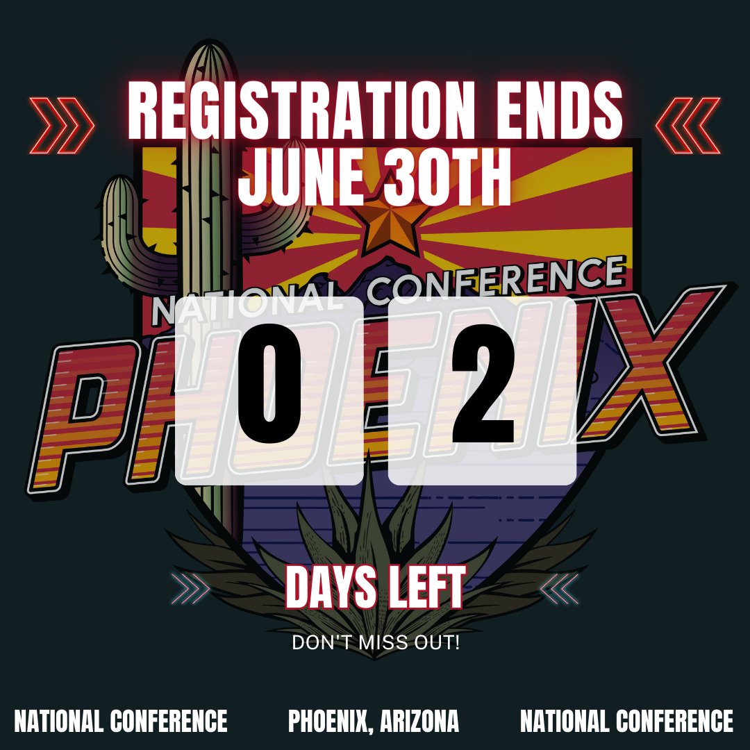 Don't forget to register for National Conference!!! Only 2 days left to register!!! See you there!!!