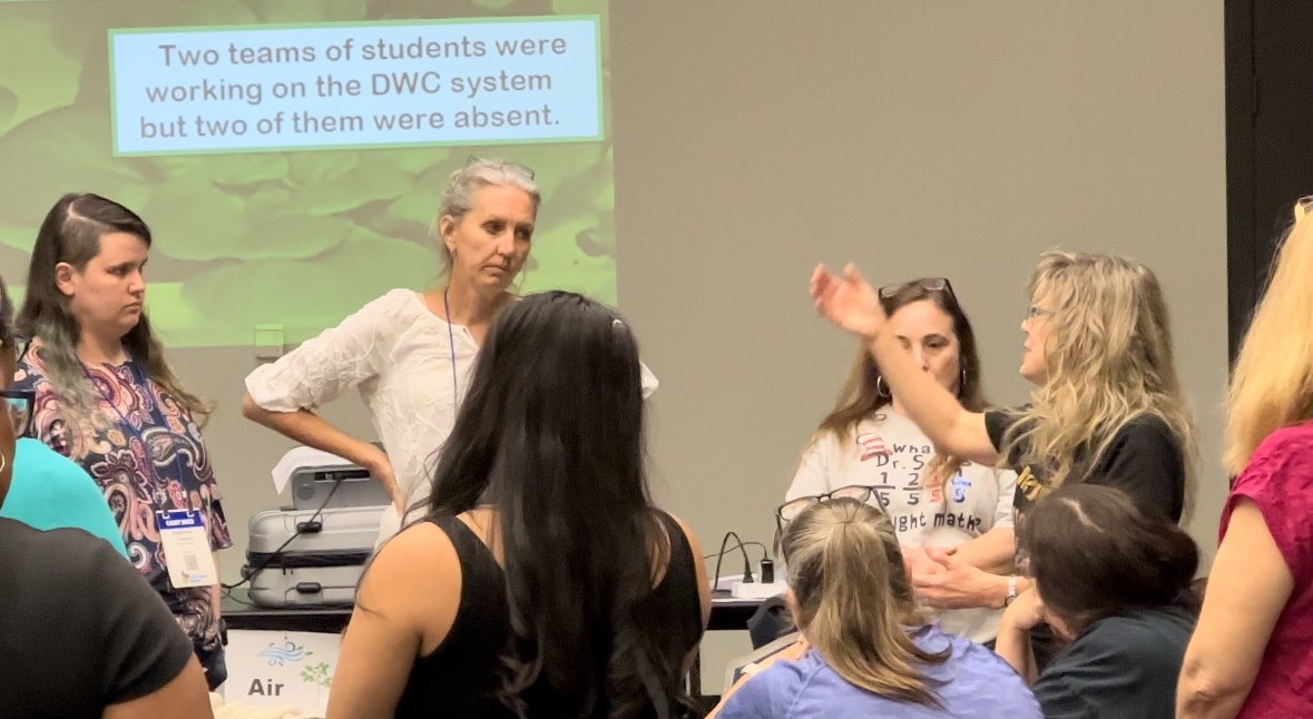 GlennaTabor's tweet photo. #camt23 Yesterday’s session was full of enthusiastic #math teachers who want to think #outsidethebox &amp; bring in the living curriculum of #hydroponics Sign up on https://t.co/VANoF5XmgI for TEKS aligned activities. #happyhydroponics @CAMT_online https://t.co/fepW34OWjt