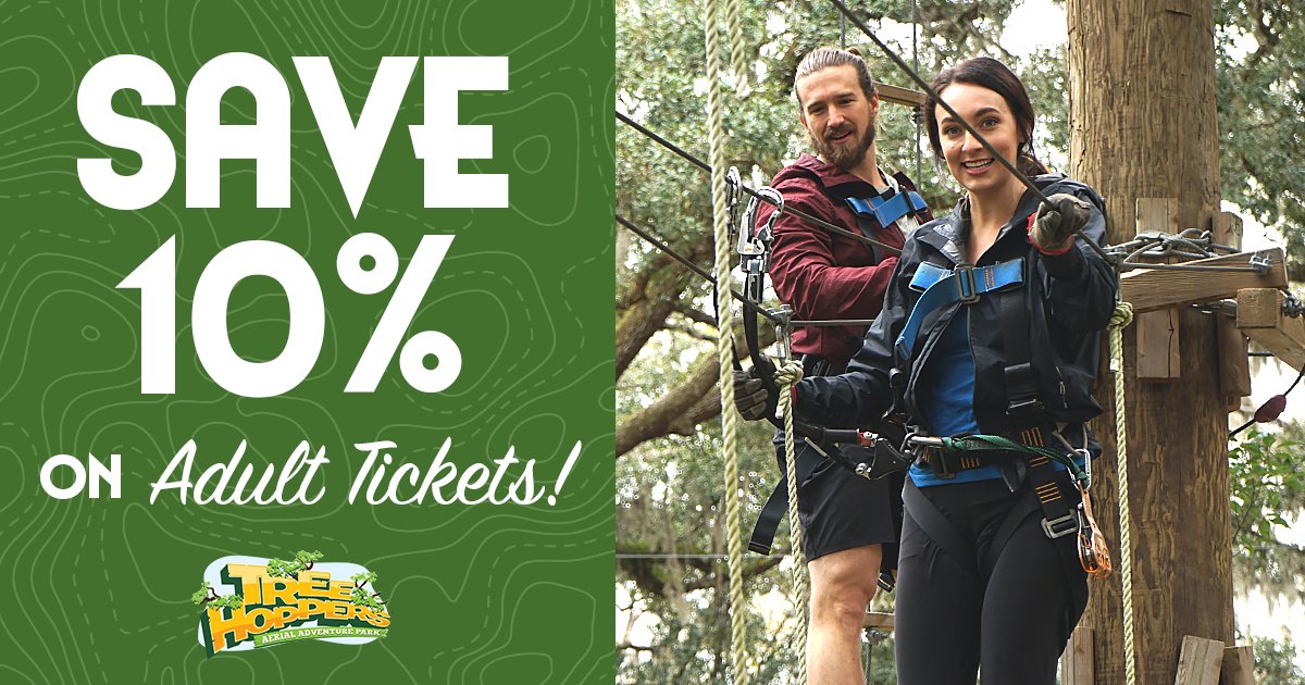 TreeHoppers's tweet image. This Wednesday (06/28) - Friday (06/30), save 10% on adult tickets when you purchase them online! 

Get the catchphrase code online at:  hbit.ly/3L2TYw9

#TreeHoppers #Special #TampaFL #DadeCityFL #Orlando #Summer