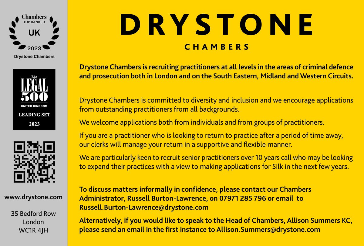 We are #recruiting: bit.ly/441r1rL #barrister #lawyer #criminallaw