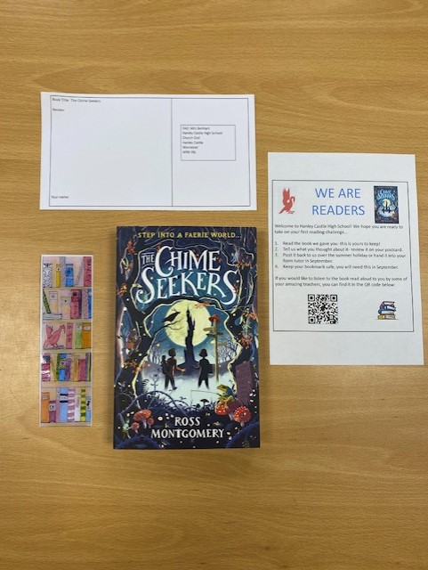 HanleyCastle's tweet photo. We are all looking forward to welcoming our new Y7s for transition tomorrow.  First challenge is a summer reading challenge ... every student will be given a copy of The Chime Seekers to get them started. @mossmontmomery #wearereaders https://t.co/3K4tI2PfoV