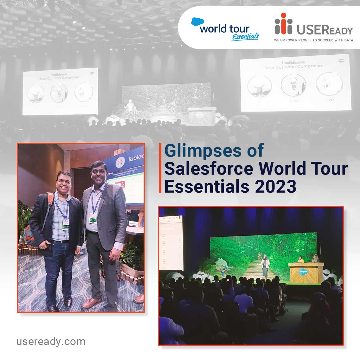 USEReadyInc's tweet photo. We were thrilled to be a part of the Mumbai edition of Salesforce World Tour Essentials 2023. Also, we had the opportunity to hear from Salesforce experts, see live demos, and hear inspiring stories of tech innovations.
 
#Salesforce #USEReady #worldtouressentials #Trailblazers https://t.co/hPNraMYCEL