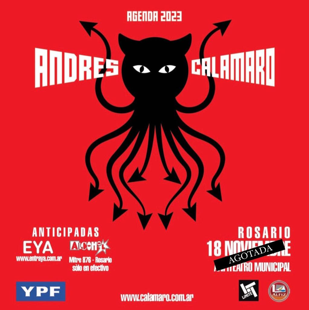 #calamaroenrosario
¡¡¡ #ENTRADASAGOTADAS !!! #AndrésCalamaro reafirmó, una vez más, su enorme vínculo con el público rosarino al agotar en menos de una semana las entradas para su concierto del próximo 18 de noviembre en el #AnfiteatroMunicipal