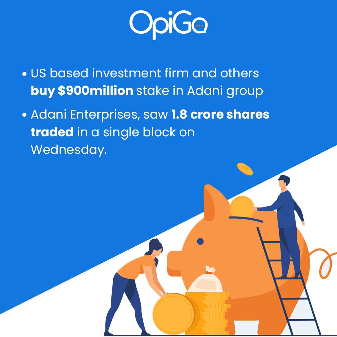 OfficialOpiGo's tweet photo. Adani Group stocks were among the top gainers as both Sensex and Nifty achieved an all-time high in early trade today.
Comment below your views
.
.
#AdaniEnterprises #AdaniGroup #Adani #stockmarket #stocks #stockmarketindia #opigo #sharemarketindia #nse #bse #bullmarket #finance https://t.co/6nmB3pAWoM