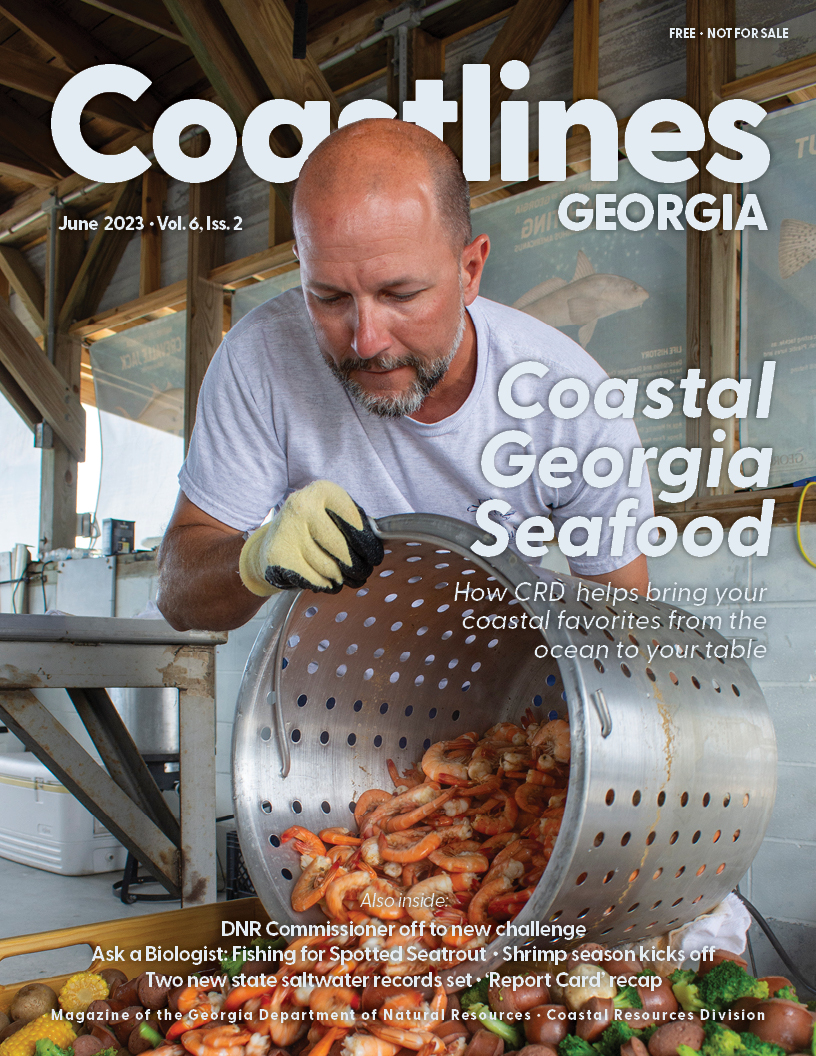 The latest edition of the Coastal Resources Division's quarterly magazine, "Coastlines Georgia," is now available to read online! Learn all about how CRD helps bring your favorite coastal cuisine from the ocean to the table and more at CoastalGaDNR.org/Coastlines