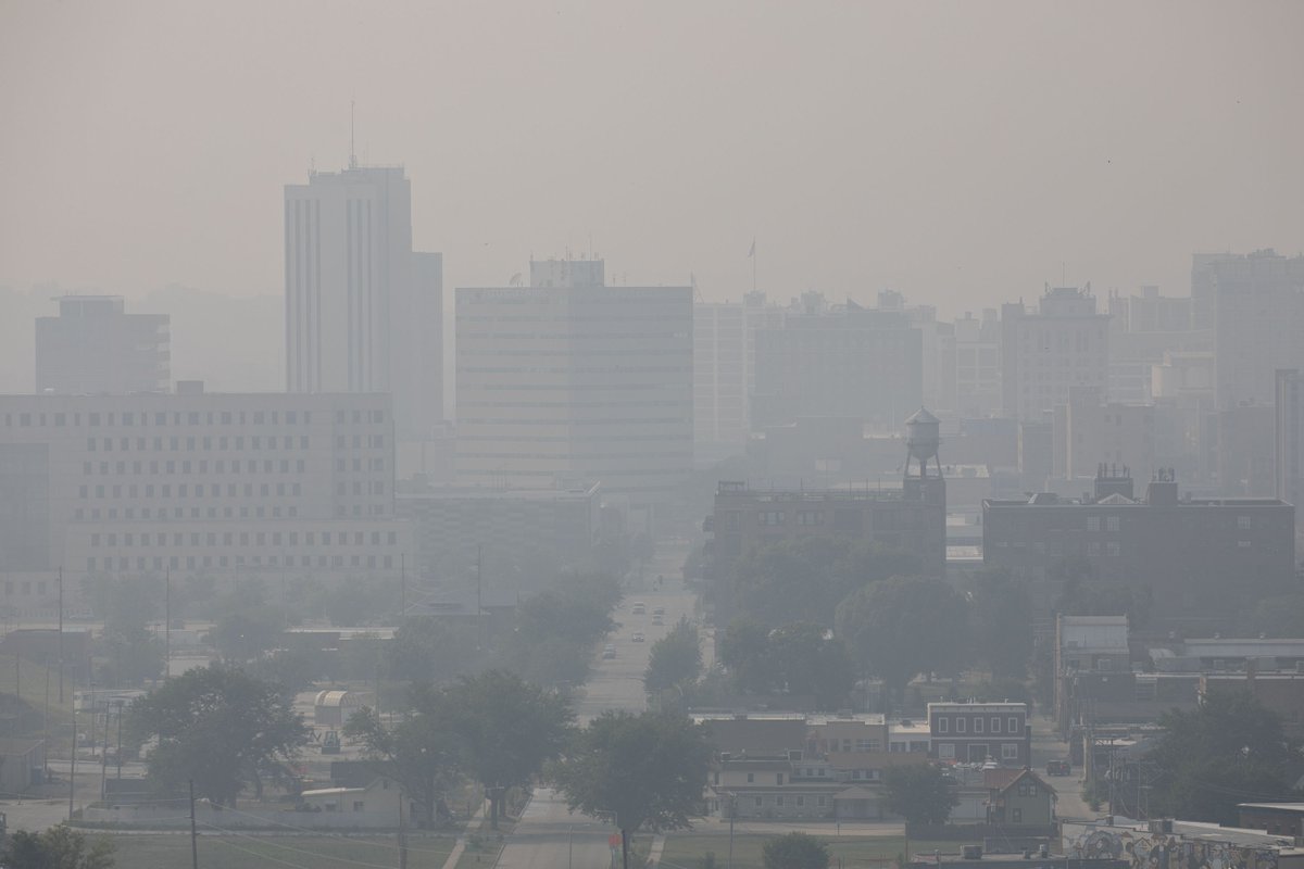 Cedar Rapids has been experiencing obscured visibility and low air quality due to smoke from Canadian wildfires. Check our site for updated information on air quality. Full photo gallery: thegazette.com/photos-videos/…