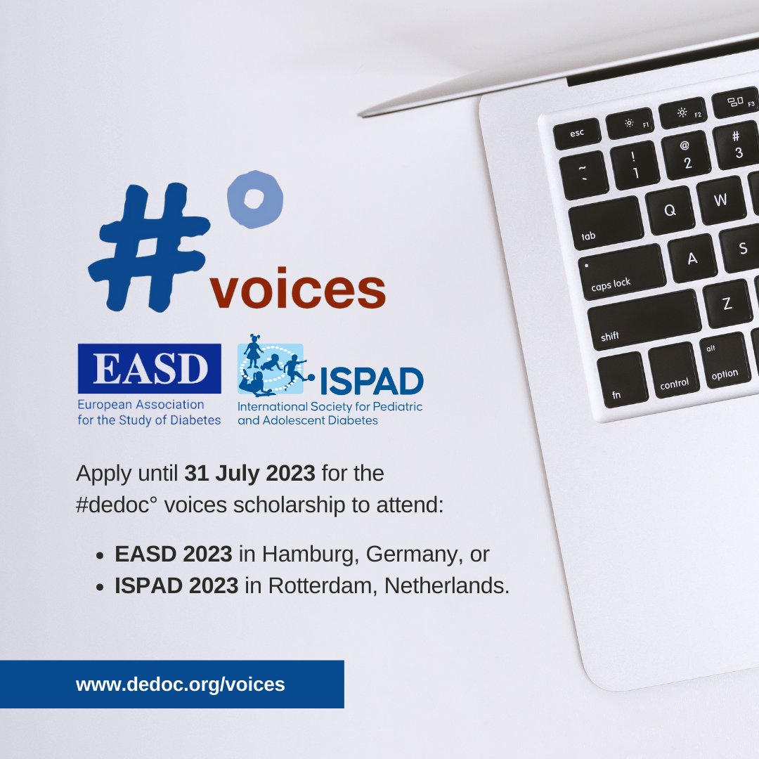 It's the moment you've all been waiting for — applications are now open for our #dedoc° voices scholarship programs for #EASD2023 and #ISPAD2023!

Apply now to join our #dedoc° voices network and to attend one of these fantastic conferences: dedoc.org/voices