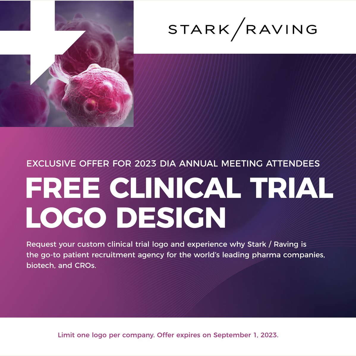 #DIA2023 Exclusive Offer: What better way to see how Stark / Raving accelerates patient enrollment for clinical trials than to experience it for yourself? Visit tinyurl.com/3rteuy4y to request your FREE Clinical Trial Logo Design.
#patientrecruitment #clinicalresearch