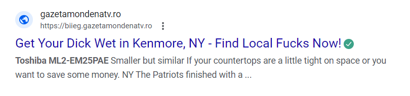 Sturgeons_Law's tweet photo. Google is so bad now that this is a first-page search result for a microwave model I'm looking for: a bot-generated fake site titled after a sex ad for a place I don't live in. https://t.co/uT1znPYSLl
