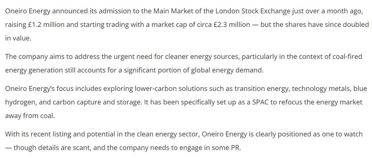 Share_Talk ⢠(@share_talk) on Twitter photo <a href="/Share_Talk/">Share_Talk ā¢</a> Have been in contact with the <a href="/OneiroEnergy/">Oneiro Energy PLC</a> team today, and we had a very productive meeting. The company IPO 25th May 2023 #ONE 5p per share, today 10.25p - high net worth investor base, tight book, the journey is about to begin, watchlist folks! DYOR, please <a href="/Share_Talk/">Share_Talk ā¢</a> Have been in contact with the <a href="/OneiroEnergy/">Oneiro Energy PLC</a> team today, and we had a very productive meeting. The company IPO 25th May 2023 #ONE 5p per share, today 10.25p - high net worth investor base, tight book, the journey is about to begin, watchlist folks! DYOR, please
