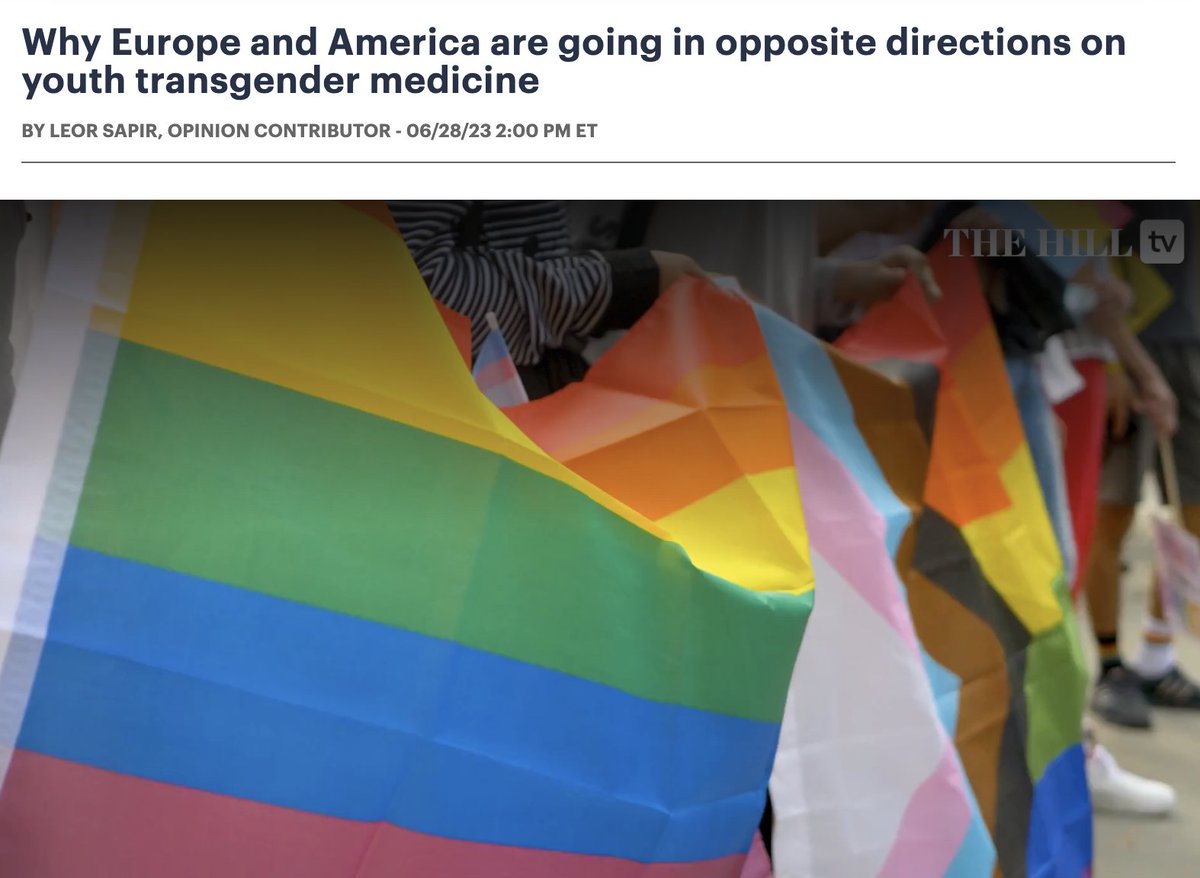 TheRabbitHole's tweet photo. Good article from @LeorSapir 

"A growing number of countries, including some of the most progressive in Europe, are rejecting the U.S. “gender-affirming” model of care for transgender-identified youth."

"Unlike in the U.S., in Europe surgeries are generally off the table before adulthood."

"Kids who received hormonal interventions did no better by the end of the study than at the beginning."