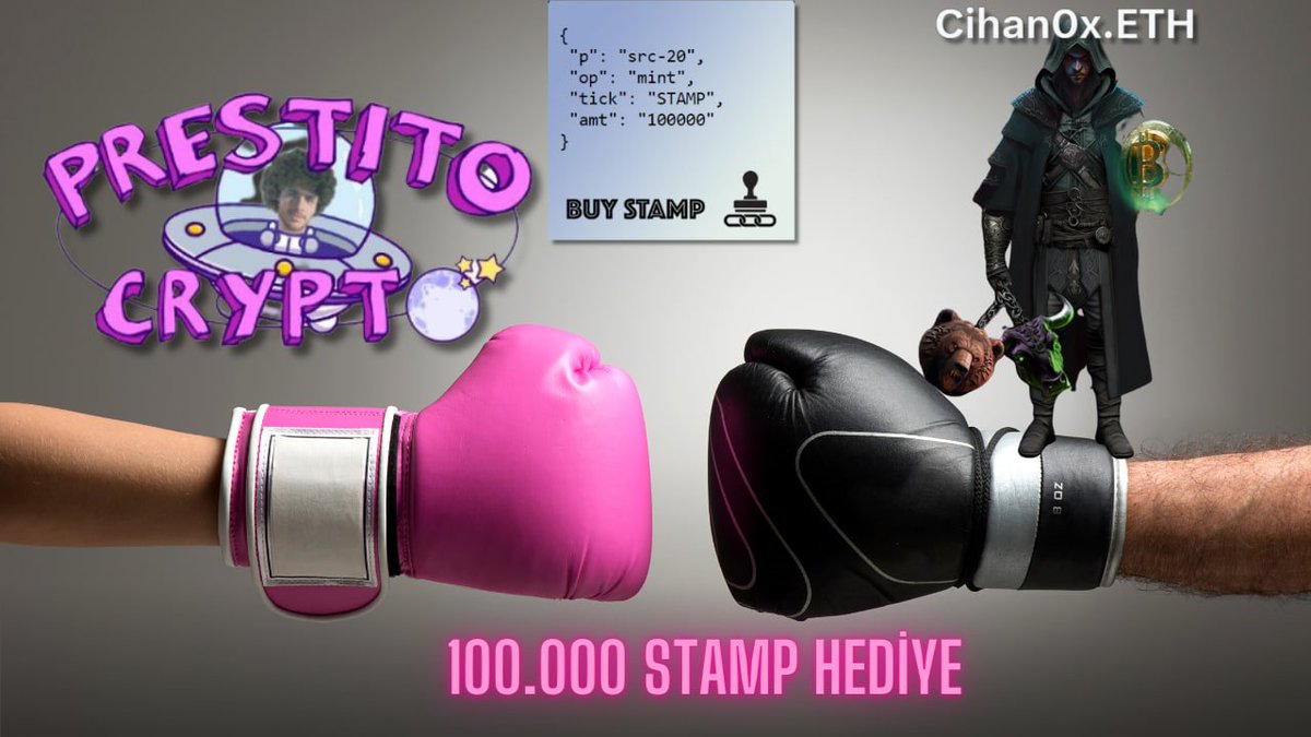 Giving away 100k $STAMP! One of the top 2 most Popular #SRC20 tokens! Worth $500~ Currently (OTC).

There will be 10 Winners of 10k Stamp each.

5 Winners from my Tweet and 5 From <a href="/cihan0xeth/">Cihan0x.ETH</a>'s Tweet

To enter:

- Follow me + <a href="/cihan0xeth/">Cihan0x.ETH</a> 
- Like + Retweet

⏰ 48 Hrs.