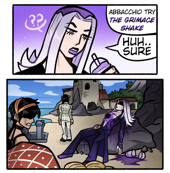 Abbacchio says "Happy Birthday Grimace"