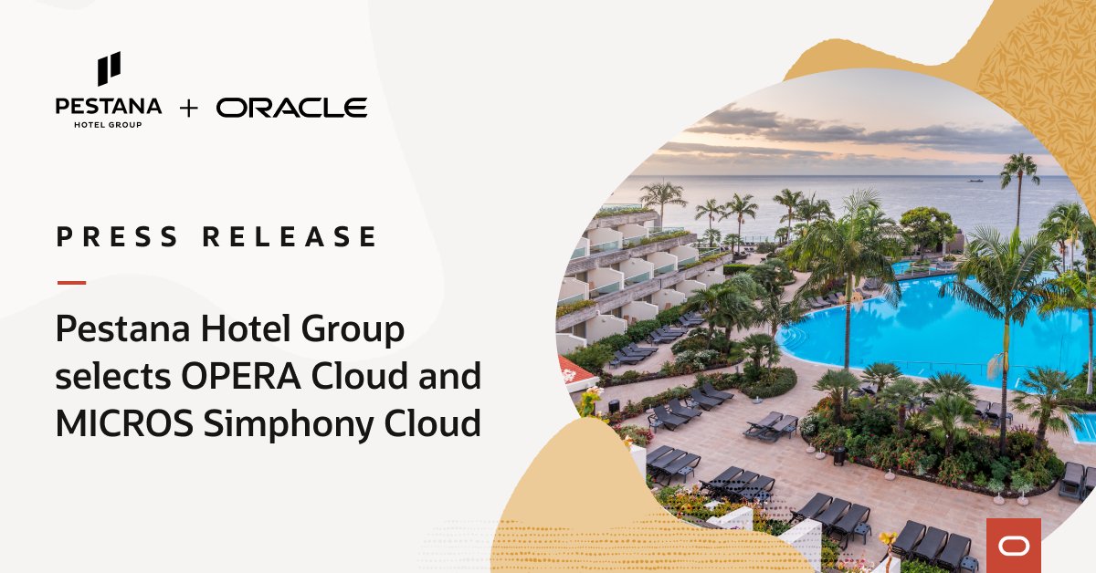 Arizbeth's tweet image. OPERA Cloud and MICROS Simphony Cloud are coming to Pestana Hotel Groups properties worldwide 🙌! Learn how @Oracle is helping to deliver the best guest and staff experiences. social.ora.cl/6013P8fp7 #OPERACloud   #HospitalityTechnology #thehospitalityshow #HITECTOR23